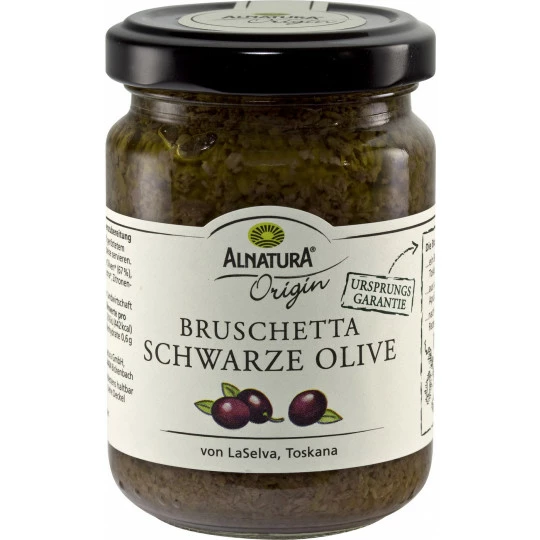 Alnatura Bio Bruschetta Schwarze Olive 130G 1 Alnatura Bio Bruschetta Schwarze Olive 130G