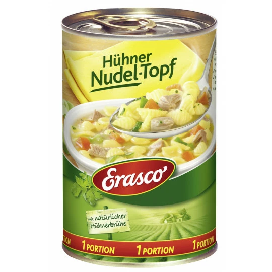 Erasco Hühner Nudeltopf 1 Portion 400G 1 Erasco Hühner Nudeltopf 1 Portion 400G