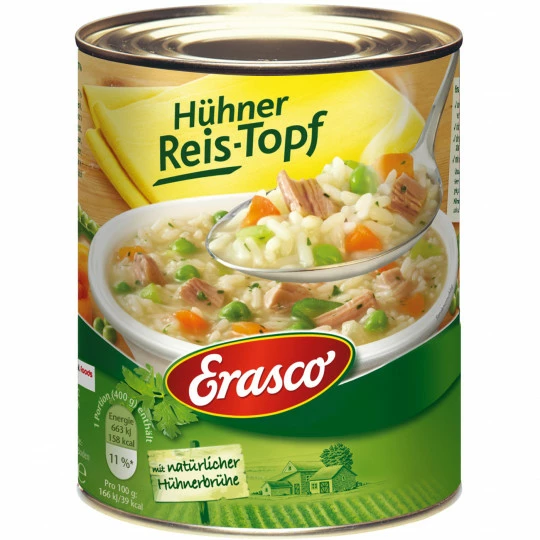 Erasco Hühner Reis-Topf Mit Hühnerbrühe 800G 1 Erasco Hühner Reis-Topf Mit Hühnerbrühe 800G