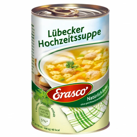 Erasco Lübecker Hochzeitssuppe 390ML 1 Erasco Lübecker Hochzeitssuppe 390ML