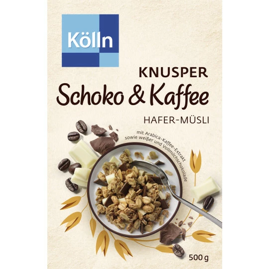 Kölln Knusper Schoko & Kaffee Hafer-Müsli 500G 1 Kölln Knusper Schoko & Kaffee Hafer-Müsli 500G