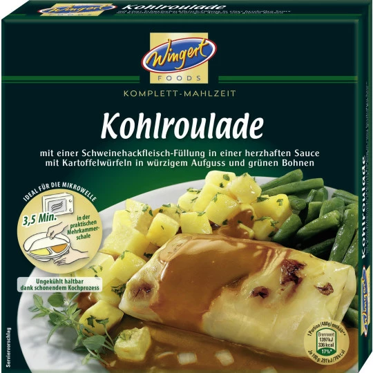 Wingert Foods Kohlroulade Mit Kartoffelwürfel Und Bohnen 480G 1 Wingert Foods Kohlroulade Mit Kartoffelwürfel Und Bohnen 480G